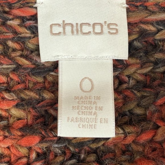 Chico's Katrina Boho Wool Blend Fringed Chunky Knit Open Front Cardigan Sweater - Picture 13 of 17